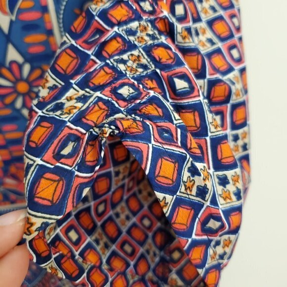 Tolani Size S tunic top Blouse swim coverup colorful Boho orange blue 3/4 sleeve - Picture 3 of 7